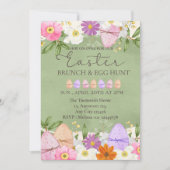 Elegante groene pastel Wildflowers Egg Hunt Pasen Kaart (Voorkant)
