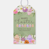 Elegante groene pastel Wildflowers Happy Easter Cadeaulabel (Achterkant)