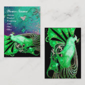 ELEGANTE GROENE PEACOCK, LEAVES EN PLANTAARDIGE SP VISITEKAARTJE (Voorkant / Achterkant)