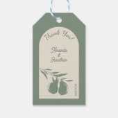 Elegante groene peer bruiloft dank u cadeaulabel (Voorkant)