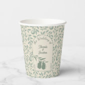 Elegante Groene Peer Bruiloft Papieren Bekers (Achterkant)