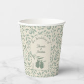 Elegante Groene Peer Bruiloft Papieren Bekers (Voorkant)