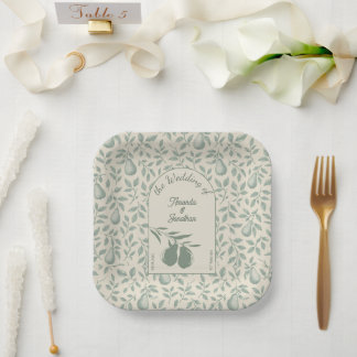 Elegante groene peer bruiloft papieren bordje