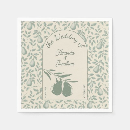 Elegante groene peer bruiloft servet (Voorkant)