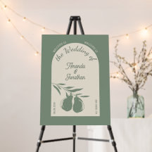 Elegante groene peer bruiloft welkomstbord