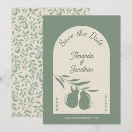 Elegante Groene Peer Huwelijkskaart 'Save the Date Kaart