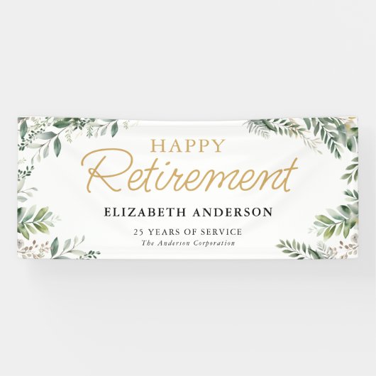 Elegante Groene Pensioenfeest Spandoek (Horizontaal)