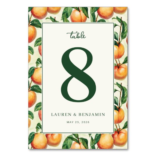 Elegante Groene Perzik Illustratie Kaart (Voorkant)