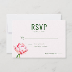 Elegante Groene Pioen RSVP Kaartje