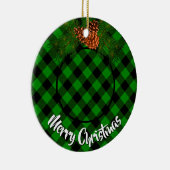 Elegante groene plaid pinecone foto sjabloon keramisch ornament (Rechts)