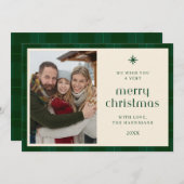 Elegante groene Plaid Tartan Chic Flat Feestdagenkaart (Voorkant / Achterkant)