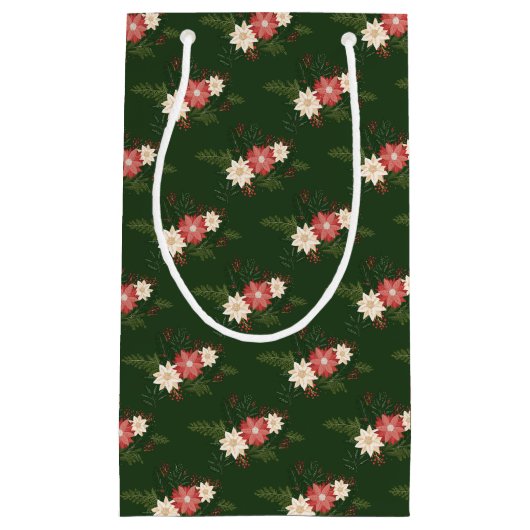 Elegante groene poinsettia kerst klein cadeauzakje (Voorkant)