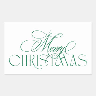 Elegante groene prettig kerstcadeau verpakking rechthoekige sticker