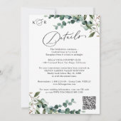 Elegante Groene QR Code All-in-One Trouwkaart Kaart (Achterkant)