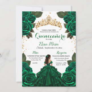 Elegante groene Quinceañera Rozen Gold Glitter Kaart