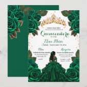 Elegante groene Quinceañera Rozen Gold Glitter Kaart (Voorkant / Achterkant)