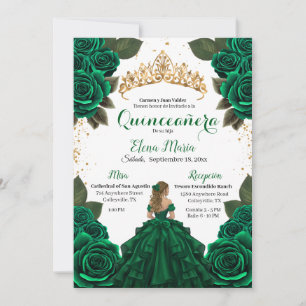 Elegante groene Quinceañera Rozen Gold Glitter Kaart