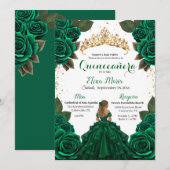 Elegante groene Quinceañera Rozen Gold Glitter Kaart (Voorkant / Achterkant)