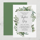 Elegante Groene Rand Bruidsborrel Kaart (Voorkant / Achterkant)