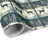 Elegante groene rendieren illustratie cadeaupapier (Rol Hoek)