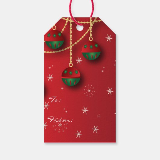 Elegante Groene, Rode en Gouden Kerstmis Cadeaulabel (Achterkant)