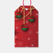 Elegante Groene, Rode en Gouden Kerstmis Cadeaulabel (Achterkant)