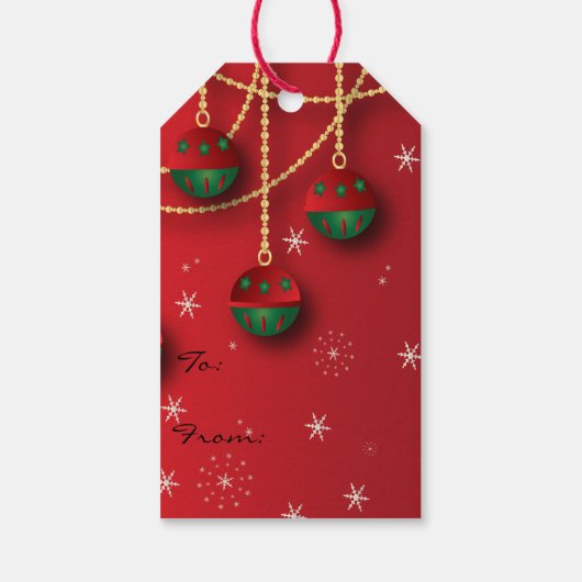 Elegante Groene, Rode en Gouden Kerstmis Cadeaulabel (Achterkant)