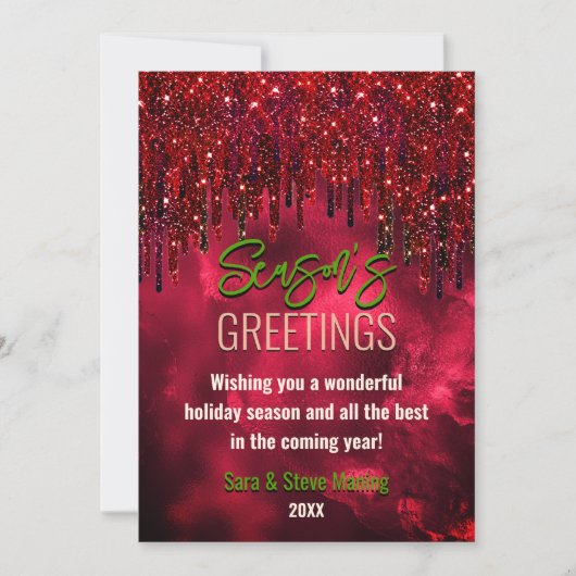 Elegante groene rode glitter druipt Kerstmis nieuw (Voorkant)