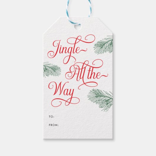 Elegante groene rode kalligrafie Kerstmis Cadeaulabel (Voorkant)