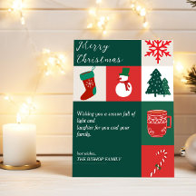Elegante  Groene & Rode Kerstmisillustratie