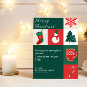 Elegante Groene & Rode Kerstmisillustratie Feestdagenkaart