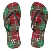 Elegante groene & rode tartan geruite Gepersonalis Teenslippers (Voetbed)