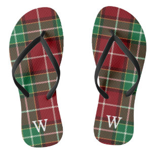 Elegante groene & rode tartan geruite Gepersonalis Teenslippers