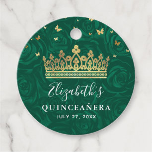 Elegante groene roos en gouden kroon bedankcadeau bedankjes labels