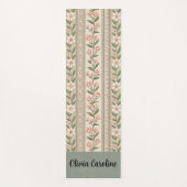 Elegante groene roze bloem - Bewerkbare naam Yogamat (Voorkant)