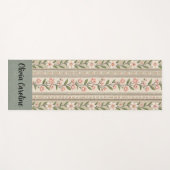 Elegante groene roze bloem - Bewerkbare naam Yogamat (Voorkant (horizontaal))