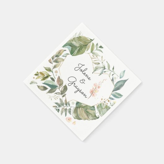 Elegante groene roze bloemstukken Persoonlijke bru Servet (Hoek)