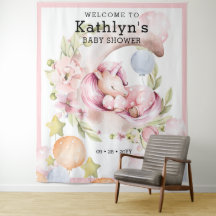 Elegante groene roze eenhoorn meisje babyfeestje
