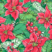 Elegante groene roze preppy kersttafel runner medium tafelloper