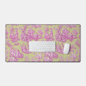 Elegante groene roze toile de jouy bureaumat (Keyboard & Muis)