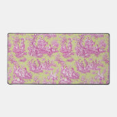 Elegante groene roze toile de jouy bureaumat (Voorkant)
