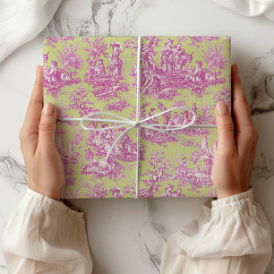 Elegante  groene roze toile de jouy cadeaupapier