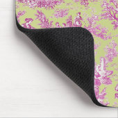 Elegante  groene roze toile de jouy muismat (Hoek)