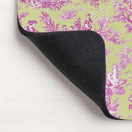 Elegante groene roze toile de jouy muismat (Hoek)