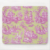 Elegante  groene roze toile de jouy muismat (Voorkant)