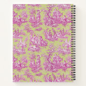 Elegante  groene roze toile de jouy notitieboek (Achterkant)