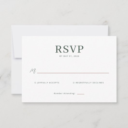 Elegante groene RSVP kaart (Voorkant)