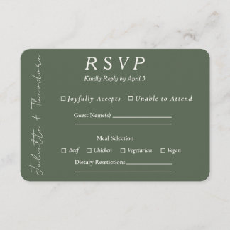 Elegante groene RSVP met entree selectie Kaartje