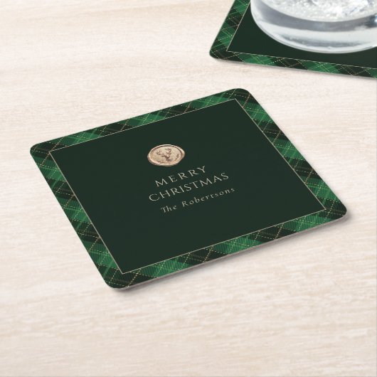 Elegante groene ruit Kerstmis Kartonnen Onderzetters (Schuin)