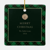 Elegante groene ruit persoonlijke foto  keramisch ornament (Achterkant)
